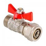 Кран шаровый под обжим 16х1/2" нар.резьба бабочка (шт.) Кран шаровый под обжим 16х1/2" нар.резьба бабочка (шт.)